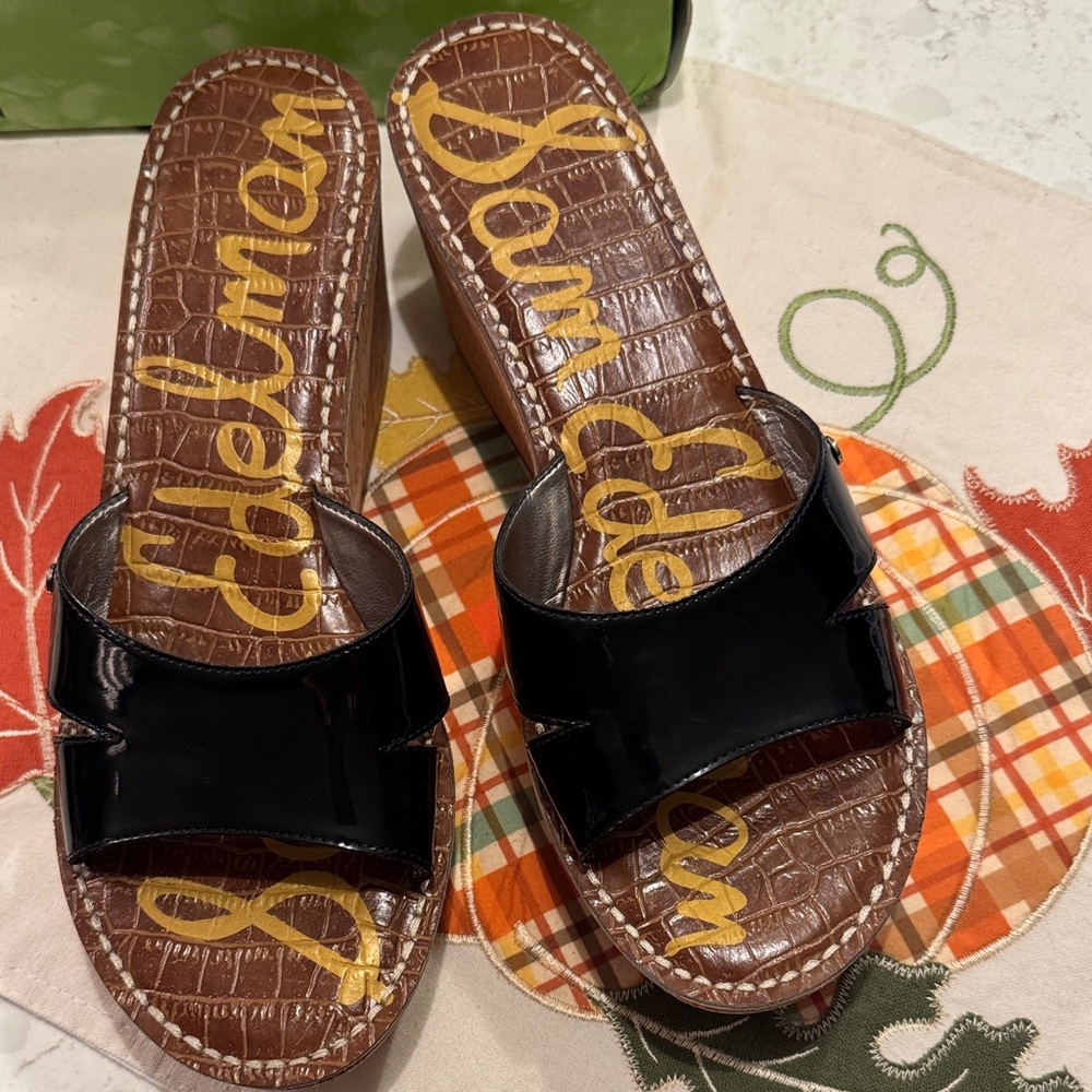 Sam Edelman Black and Brown Slide Sandals